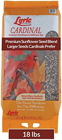 best bird seed for cardinals and blue jays that will attract them instantly 5 Lyric Cardinal Wild Bird Seed - Sunflower & Safflower Premium Bird Food Mix for Cardinals, Grosbeaks & Blue Jays - 18 lb bag