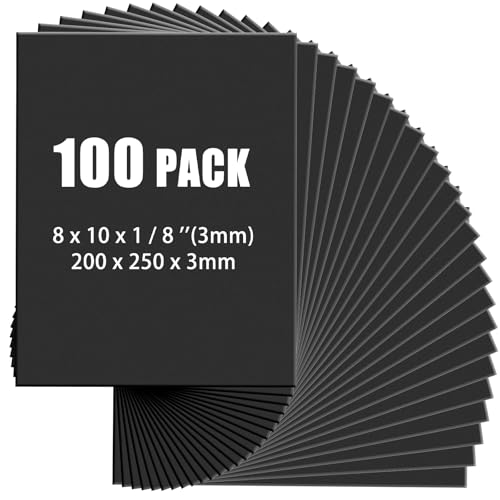 Image of Frienda 100 Pack Foam Board 8 X 10 Inch Black for School Art Projects | Rigid Foam Core Double Sided Surface, Lightweight for School Projects Crafts Presentations Office Displays Wedding Artwork