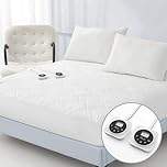 King Size Electric Heated Mattress Pad - Quilted Bed Warmer with Memory & Preheat Functions, 12 Heat Settings Dual Control for 1-12 Hours Auto Off, Lighted Button