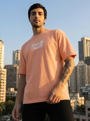 Image of TOXA Men's Pure Cotton Oversized Fit Tshirt | Oversized Baggy Fit Tee with Drop Shoulder | Cool and Stylish Graphic Printed Design Half Sleeve T-Shirt (Available Sizes: S to 2XL)