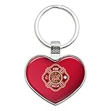 Firefighter Fire Rescue Maltese Cross Keychain Heart Love Metal Key Chain Ring