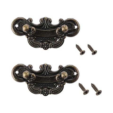 dophee 2-Pack Vintage Antique Bronze Pull Handle for Drawer Jewelry Box Kitchen Cabinet Furniture Hardware-3.7"x1.77" Cover