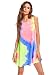 Romwe Women's Tie Dye T-Shirt Sleeveless Casual Loose Swing Dress Tunic Top Multicolor S