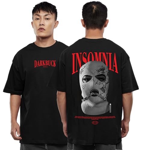 Image of Darkbuck Oversized Tshirt for Men and Women Drop Shoulder Loose Baggy Fit Unisex Pure Cotton T-Shirt Insomnia