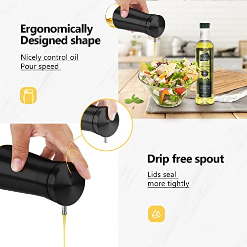 image for Aelga Black Oil And Vinegar Dispenser Set - 2 Pack Oil Dispenser Bottl