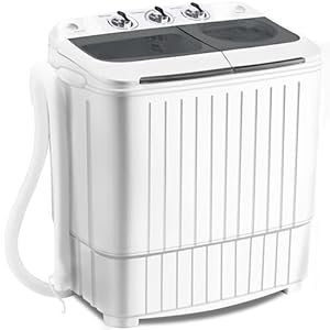 Mini Twin Tub Portable Washing Machine, 17.6 lbs Large Capacity Washer and Dryer Combo for RV Camping, Apartment, Dormitory, Home, Washing Machine for Students & Tenants，Black