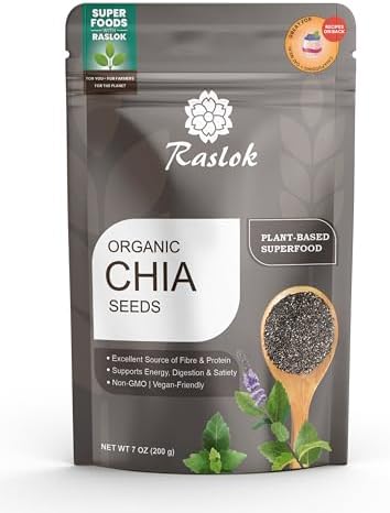 Raslok Chia Seeds 7 oz (200g) | Plant-Based Superfood | Non-GMO, Vegan, Fiber & Omega-3 Rich | Supports Digestion & Energy | Resealable Pack image 5