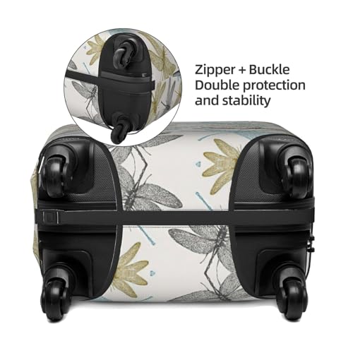 Simple Dragonfly Print Luggage Suitcase Cover Protector Luggage Washable Covers With Concealed Zipper4