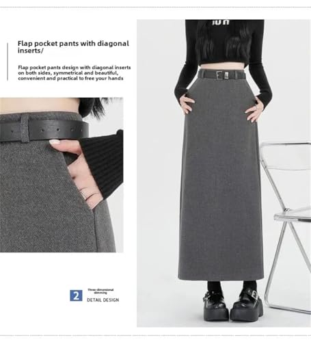 Women Winter Elegant Long-Slimming Bodycon Woolen for Thickened Mid-Length Skirt3