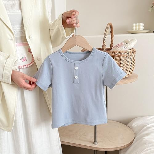 Beessbest Kids Boys Henley Shirts Solid Crewneck Button Down Short Sleeve Casual Tops Tees 12Months-9Years2