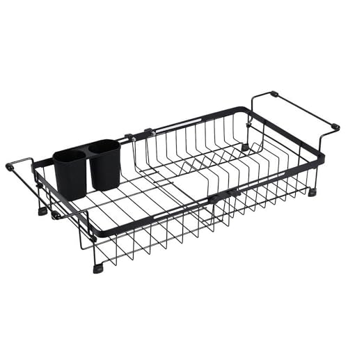 Womanht Dish Drainer Rack Expandable Utensil Drying Rack Over the Sink Dish Racks for Kitchen Counter Stainless Steel Kitchen Drying Rack