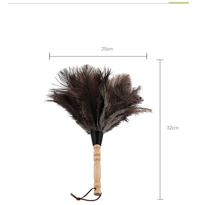 Image of Anti-Static Ostrich Feather Fur Brush Duster Dust Cleaning Tool Wooden Handle Dusting Tools Feather Duster Dust Collector