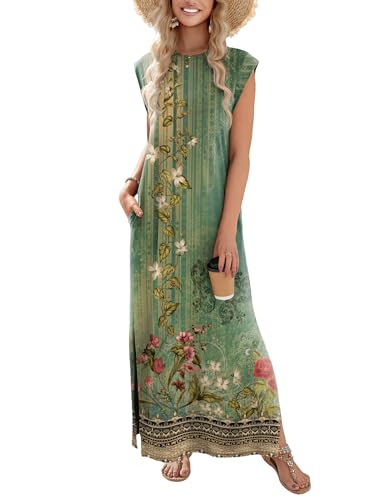 Image of Zeagoo Summer Dresses for Women 2026 Long Maxi Sundresses Loose Split Wrinkle-Free Beach Travel Vacation Clothes