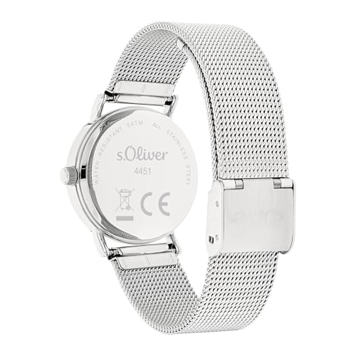 s.Oliver Damenuhr - Rund - Silber - 30 mm - Elegante Damenuhr aus poliertem Edelstahl mit Quarzwerk - 5 ATM wasserdicht - Kratzfest – Ansicht 6