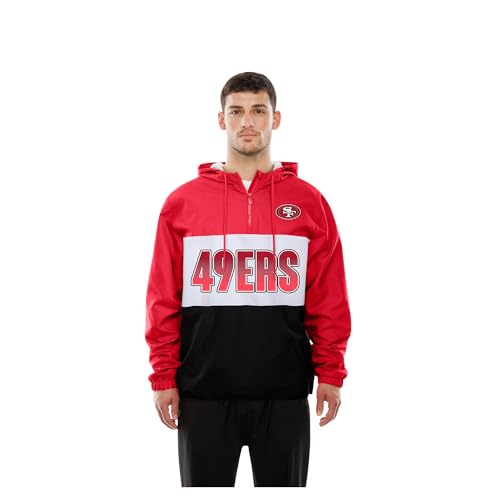 New Era Men's NFL Ripstop Quarter-Zip Hooded Windbreaker4