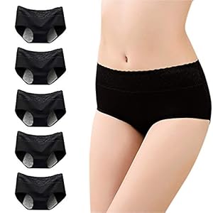 ZEVONDA Menstruatiecyclus-broekje – 5 stuks vrouwen katoenen slipjes tummy control katoenen ondergoed effen basisstijl broekje (moet met tampons worden gebruikt)