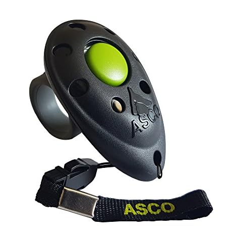 ASCO Premium Clicker, Finger Clicker für Clickertraining, Hunde Katzen Pferde Profi Clicker, Hundetraining Klicker schwarz AC01F Cover