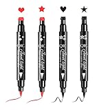 Red & Black Liquid Eyeliner and Heart Star Stamp Set│4 PCs Winged Eye Liners and Fun Shapes Stamps,