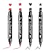 Red & Black Liquid Eyeliner and Heart Star Stamp Setâ”‚4 PCs Winged Eye Liners and Fun Shapes Stamps, Dual ended 2-in-1 Eye Makeup Pen