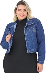 Jaqueta Jeans Cropped Feminino Plus Size