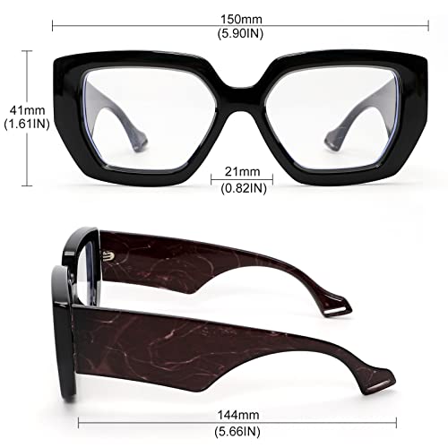 Image of TYA Blue Light Blocking Glasses, Computer Gaming Glasses for Women Men, Square Fashion Thick Frame, Anti Eyestrain & UV Glare