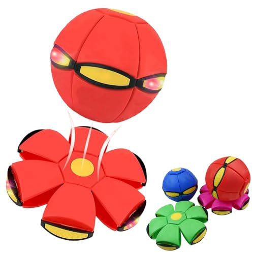 Generisch HüPfball Kinder,HüPfball FüR Kinder,Magic HüPfball, Interaktive Fliegende Untertassen-HüPfbäLle,Dual-Form Frei Umschaltbar (Rot)