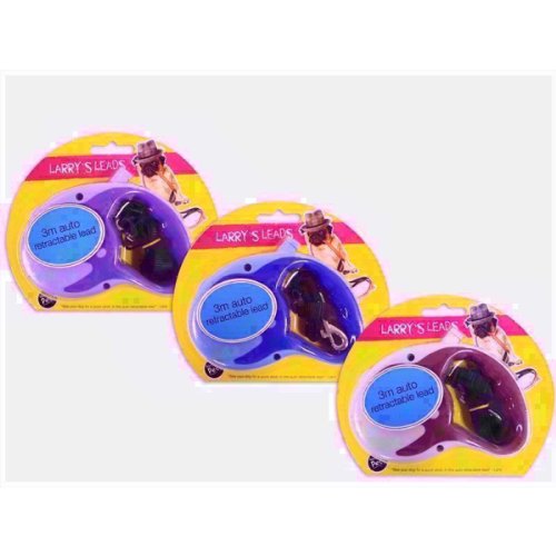 Larry's Leads 3m/9ft Auto Retractable Dog Lead with Comfortable Grip by World of Pets