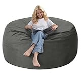 lilanoon 3FT Bean Bag Chair with Ultra Soft Velvet Cover Bean Bag Sofa with Memory Foam Bean Bag Chairs with Large Size Lazy Sofa for Dorm Office Living Room Bedroom Grey 3'