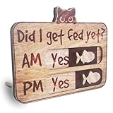 Cat Feeding Tracker-AM PM 2-Meal Wooden Fridge Magnets - Cat Feeding Reminder(3.5'' x 5.4'') with Stand - Did I Get Fed Yet-Pet Accessories to Track & Prevent Overfeeding or Underfeeding of Pets-A03