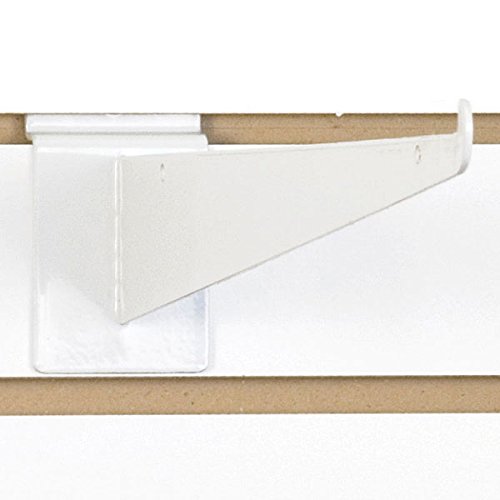 Heavy Duty Slatwall Shelf Bracket in White 14 Inch - Box of 10
