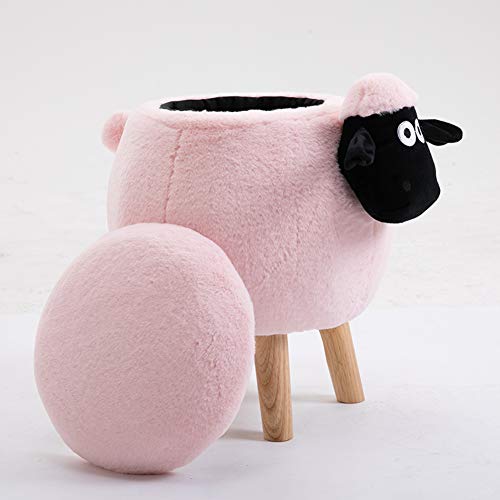 lovehouse Pouf Contenitore Peluche, Velluto Imbottita Pecora Animale Ottomanee e poggiapiedi Ottomane Contenitore Scatola per cameretta-Rosa