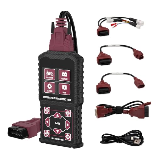 LUTIFIX M3-B Motorcycle Diagnostic Motorcycle Code Reader Scanner Motorcycle Diagnostic Tool with Voltage Test Quick Test for Yamaha 2/3/4P, SYM,KYMCO, OBDII.