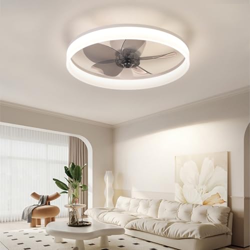 TMKOO Ventilador De Techo Inteligente LED 50cm Con Iluminación Regulable (32W, 220V) – Mando A Distancia & App, 6 Velocidades, Temporizador, Ultra Silencioso Para Dormitorio/Salón/Cocina(Blanco)