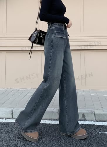 Image of ODDMONEKY Baggy Jeans for Women || Korean Jeans for Women || Wide Leg Korean High Waist Baggy Denim Pants (Wjeans-7)