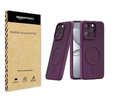 Image of amazon basics Back Cover for Realme 15T 5G Soft Matte Silicone Mag-Safe Design (Mag-Safe Not Support) Camera Protection | Slim Fit Bumper Cover (Purple)