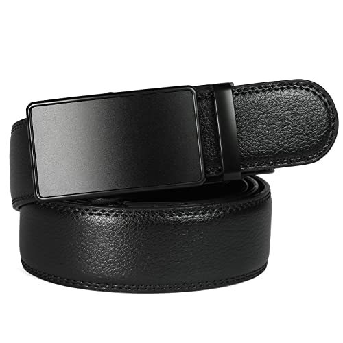 Image of Founders & C Men's Ratchet Belt 1 3 /8 inch,Leather Dress Belt Adjustable with Click Sliding Buckle Trim to Exact Fit