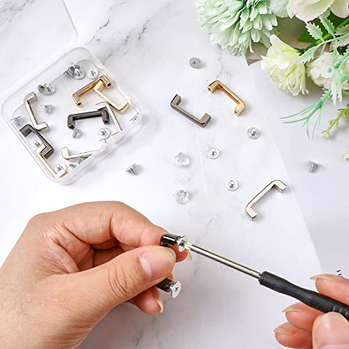 SUPERFINDINGS 12 Sets 3 Colors Metal Bag Strap Connector Buckle Bag Suspension Clasps Anchor Bridge Buckles Chain Strap Connector with Screws for DIY Leather Crafts Purse Making - Image 3