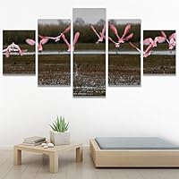 SIGNWIN 5 Panel Canvas Wall Art Birds Closeup Multicolor Photography Realism Relax/Calm Romantics for Home Decorations Ready to Hang - 60