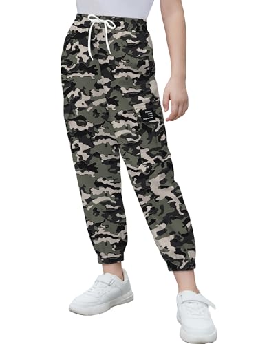 Image of Cromoncent Girls & Womens Camo Print Cargo Pants Outdoor Lightweight Jogger Baggy Pants, 6 Years - XX-Large