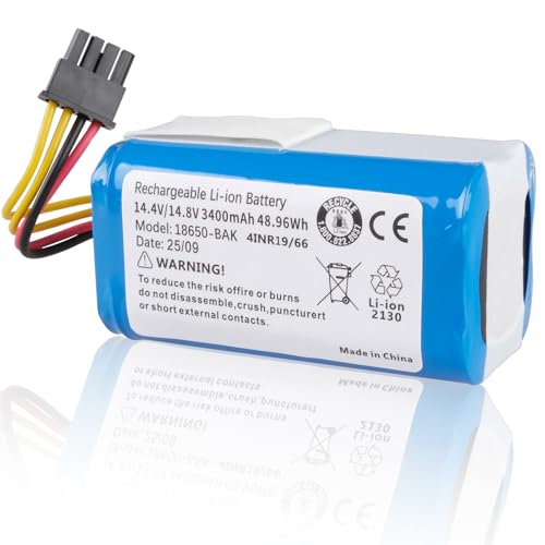 14,4V 3400mAh Batteria Compatibile con AIRROBO P10, 360 C50, Conga 1290 1390 1490 1590, Compatibile con TCL S1 S15 S18, Formate E-550G/W Robot Aspirapolvere