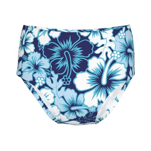 Blue Hibiscus Floral Girls' Underwear Soft Cotton Little Girls Panties Comfort Briefs