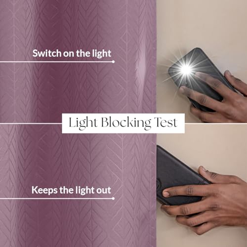 Image of HOMEMONDE 100% True Blackout Curtains Customize Size - Set of 2 Curtains, Embossed Panels Light Block Thermal Insulated & Noise Reducing Room Darkening Curtains (Lilac)