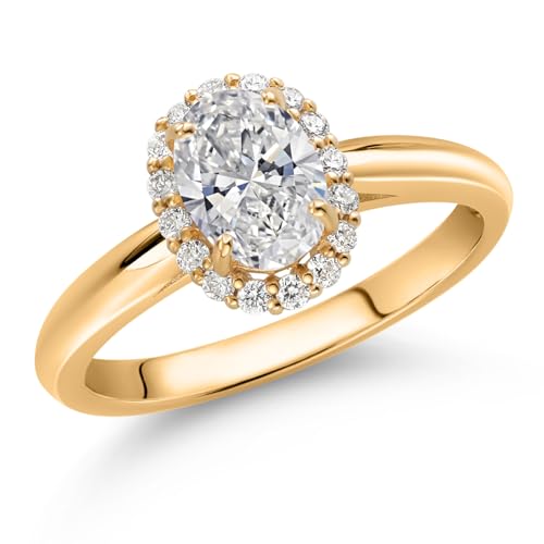 Gem Stone King 10K Yellow Gold Lab Grown Diamond Engagement Ring | 0.83 Cttw | Oval 7X5MM | DEF Color | VVS-VS Clarity | Wedding Engagement Anniversary Promise Gold Ring For Women2