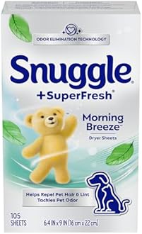 Snuggle Plus Super Fresh Fabric Softener Dryer Sheets with Odor Fighting Ingredients, 105 Count