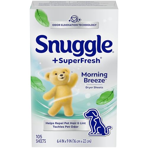 Snuggle Plus Super Fresh Fabric Softener Dryer Sheets with Odor Fighting Ingredients, 105 Count