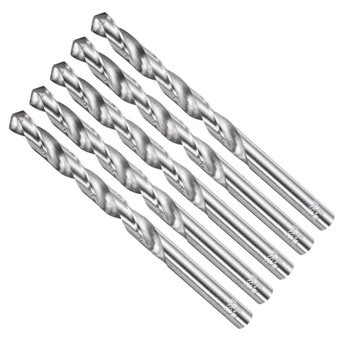 METALLIXITY Drill Bit (8mm) 5Pcs, 4241 High-Speed Steel Straight Shank 118° Uncoated Bright Finish Drill Bit for Wood Plastic Iron Copper Aluminum Low Soft Metal