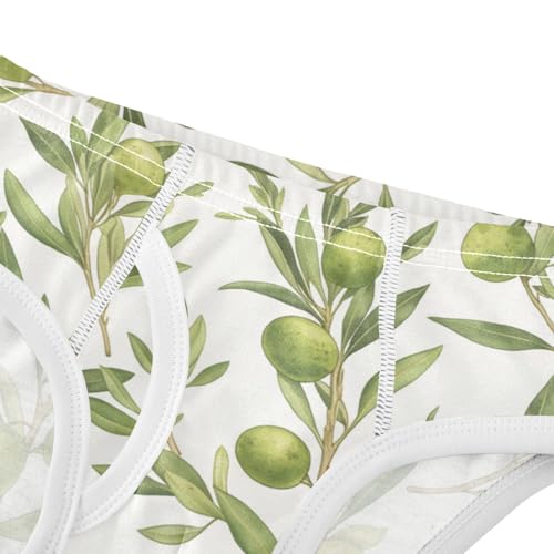 KLL Green Branch Olive Seamless Pattern Baby Boys Cotton Nighttime Underwear Cute Undies4