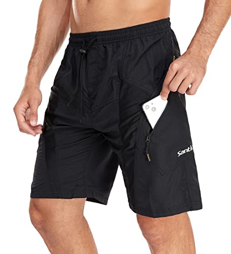 Santic Pantaloncini da Ciclismo da Uomo,MTB Ciclismo Corti 4D Imbottitura Corsa All'aperto Traspiranti, Mountain Bike,Arrampicata,Abbigliamento Bici Sciolti e Casual