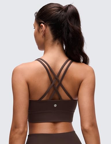 Image of CRZ YOGA Softness Mold Butterluxe Strappy Longline Sports Bras for Women - Double Spaghetti Strap Workout Yoga Crop Top
