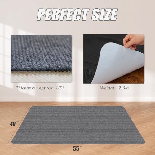 Image of Sycoodeal Office Chair Mat for Hardwood Floor,Office Computer Gaming Chair Mat for Tile Floor,Large Floor Protector Rug,Anti-Slip,Easy to Clean,Grey(40 inchx55 inch)